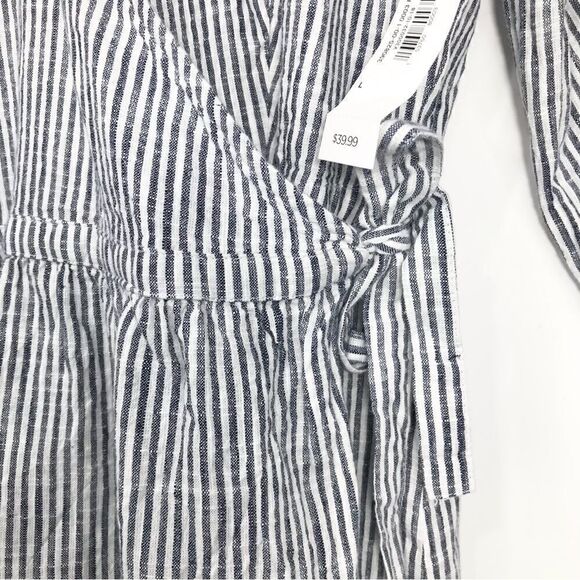 Old Navy NEW Nautical Blue Pinstriped Wrap Dress - Picture 10 of 12